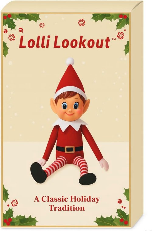 Lolli Lookout™ Holiday Elf - 14” Nostalgic Christmas Decoration in Gift Box | Festive Shelf Sitter Décor