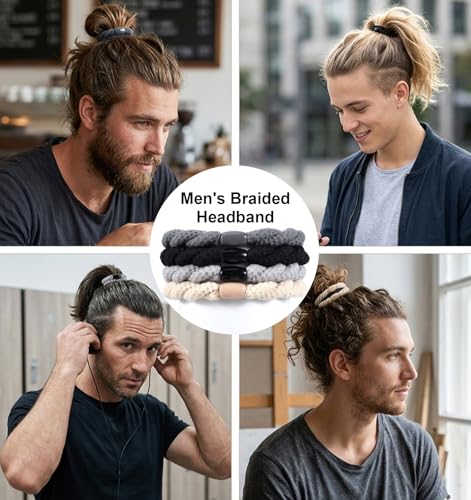 FRCTLNKG 12 Pcs Mens Hair Ties - High Elasticity Durable Braided Rubber Bands