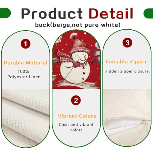 Christmas Snowman Pillow Cover 12x20 Red Lumbar Decor Holiday Home Accent - Variation of THIS listing