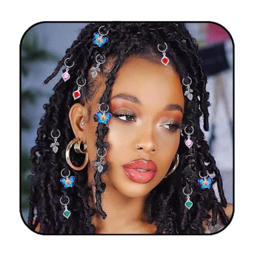 Formery Butterfly Braid Jewelry & Silver Leaf Hair Charms 14PCS