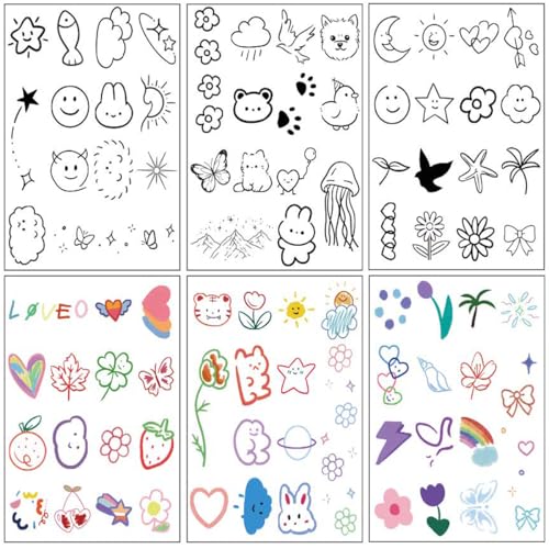 Funtattoo Kids Temporary Tattoos 100 Pcs Realistic Cartoon Waterproof Fake Body Art