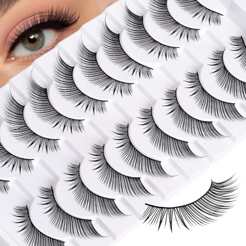Natural False Eyelashes 10 Pairs Reusable Soft Cotton Band Strip Lashes