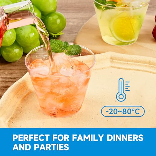 RACETOP 9 oz Clear Disposable Plastic Cups - 50 Pack Durable Tumblers