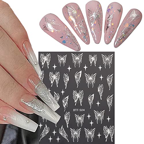 3D Butterfly Nail Art Stickers - 8 Sheets Gold & Holographic Decals