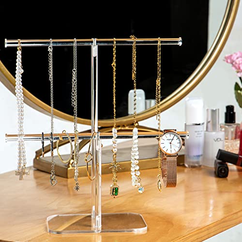 2-Tier Acrylic Jewelry Organizer Stand - Clear Necklace & Bracelet Holder