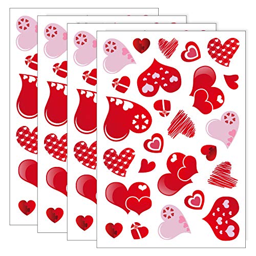 TUPARKA Valentine's Day Window Clings - 100 Heart-Shaped Stickers