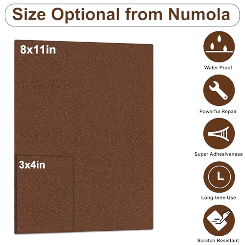 Numola Leather Repair Patch - 3x4 Inch Self-Adhesive Light Brown