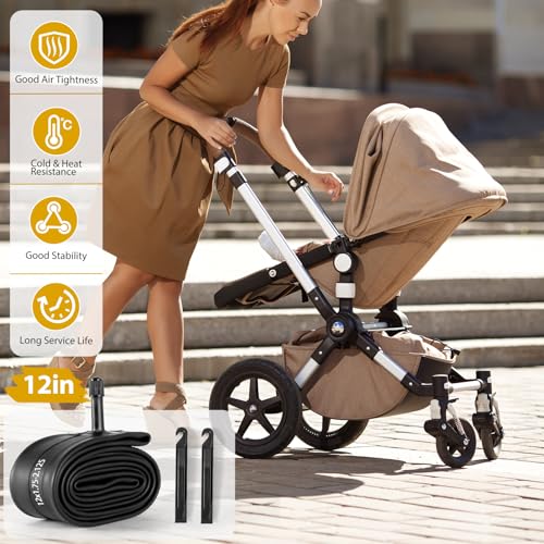 2 Pack 12 Inch Bike Tube AV32mm Schrader Valve, Bicycle Inner Tube with 2 Tire Levers Fit 12 x 1.75/1.9/1.95/2.0/2.1/2.125, Butyl Rubber Inner Tube for Kids/Mountain/MTB Bike