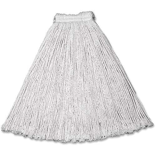 Rubbermaid Commercial Cotton Wet Mop 16 OZ, White, 1-Inch Headband for Floor Cleaning
