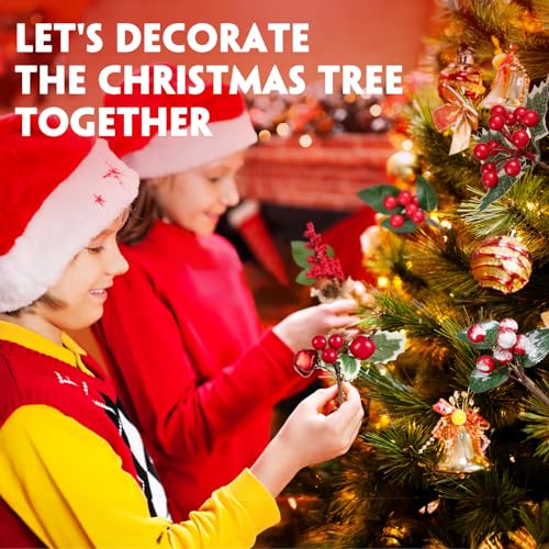 Artificial Christmas Berry Picks Set - 15 Assorted Red Berries Pinecones & Foliage, 5-10 Inches, Holiday Floral Decorations with Variation 5.9in-9in