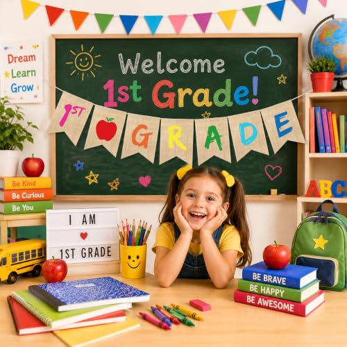 Welcome to 1st Grade Burlap Banner for Back to School Decor