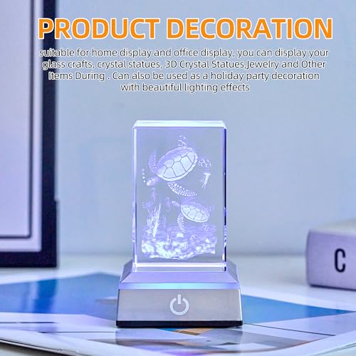 EUSTUMA LED Light Display Base - Square Silver Stand for Crystal Spheres
