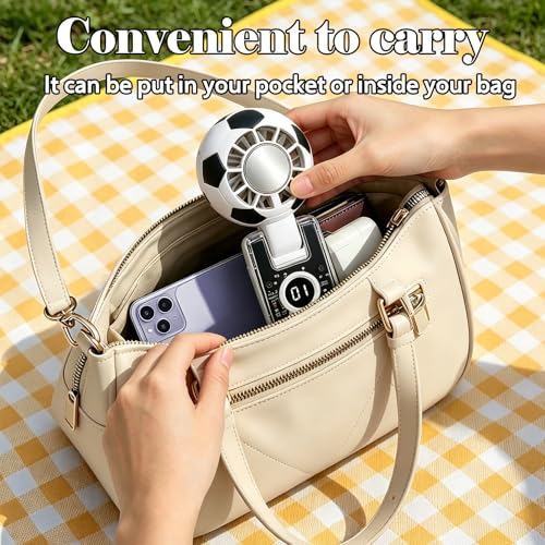 Portable Handheld Turbo Fan with Cooling - Soccer Shaped White Mini Fan
