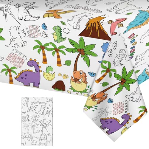 Litmitfu Giant Dinosaur Coloring Tablecloth, Green Dino Activity Paper Cover