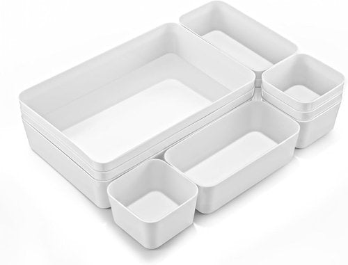 Kifmurase 11-Piece Stackable Plastic Drawer Organizer Set - Versatile Storage for Makeup, Jewelry & Gadgets
