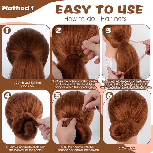 Giantree Brown Hair Nets and U-Shaped Pins Set for Buns Ballet and Work