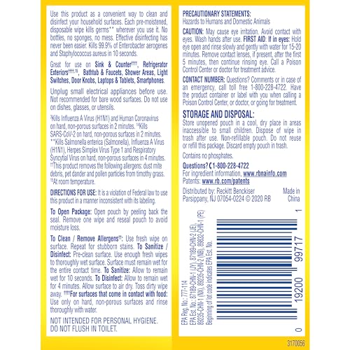 Lysol Disinfecting Wipes To-Go Pack Lemon Scent 15 Count (Pack of 2) - Kill 99.9% of Viruses & Bacteria