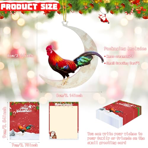 Chicken on the Moon Acrylic Christmas Tree Ornament, Holiday Gift