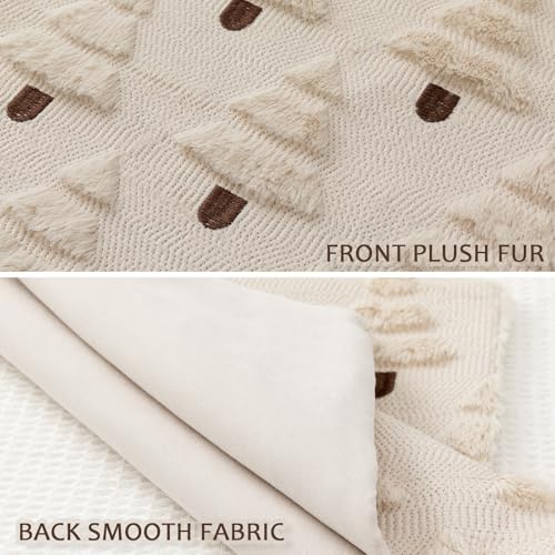 PARBEE Christmas Throw Pillow Covers 2-Pack, 18x18 Inch Fluffy Sherpa with Tree Embroidery