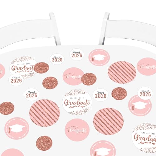Big Dot of Happiness Rose Gold 2026 Graduation Party Giant Circle Confetti, 27 Count