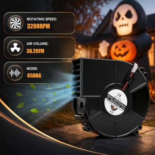 Inflatable Replacement Fan Blower 12V 1.5A with 3 LEDs - Yard Inflatable Decor