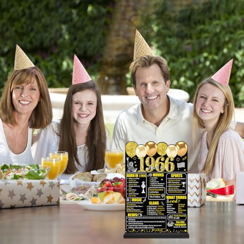 60th Birthday Acrylic Table Sign - Black Gold Vintage Design