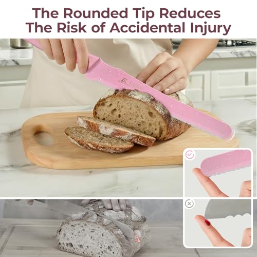 CoquusAid Double Serrated Bread Knife - 11.6 Inch Crusty Bread Slicer