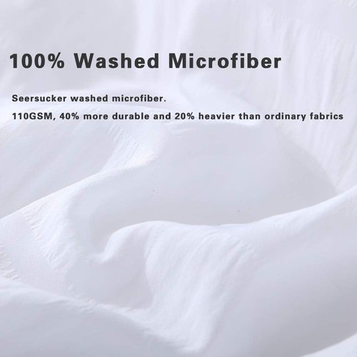 AveLom King White Duvet Cover Set - Ultra Soft Seersucker Microfiber | 3 Pieces with Zipper Closure & Corner Ties