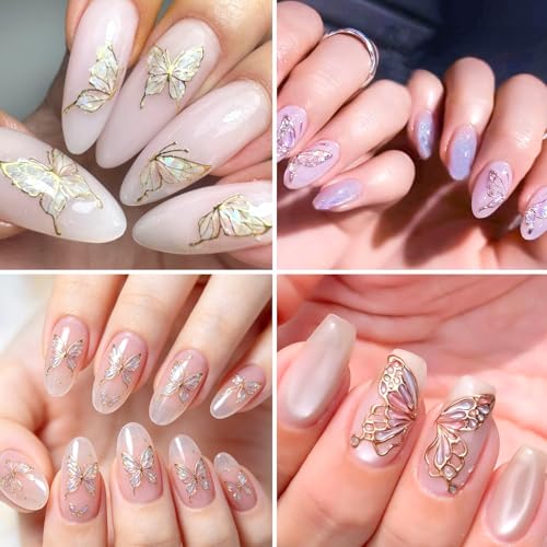 5D Embossed Pink Butterfly Bow Nail Art Stickers Self-Adhesive Decals