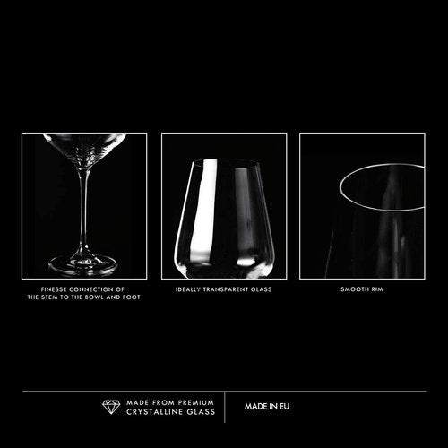 Krosno Large White Wine Glasses Set of 6, 13.2 oz, Avant-Garde Collection, Crystal Glass,Long Stem Wine Glasses for Wines and Cocktails, Glass Set for All Occasions, Dishwasher Safe, Made in Europe