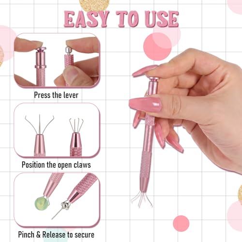 Hadnves 2 Pcs Piercing Ball Grabber Tool 4-Claw Pick Up Tool for Body Jewelry