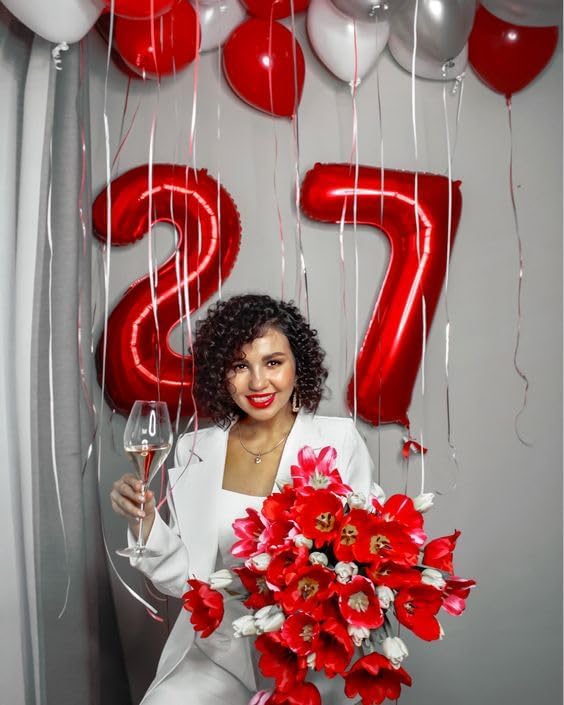 Red Number 7 Balloon - 40 Inch Giant Foil Balloon for 7th Birthday Party Decorations