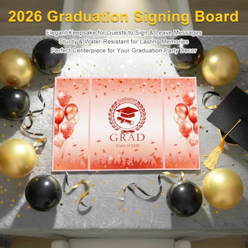 Rose Gold Graduation Guest Book 2026 - Signature Sign-In Board