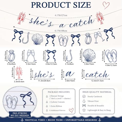 Beach Themed Bachelorette Party Banner Set - 2 Pcs She's a Catch
