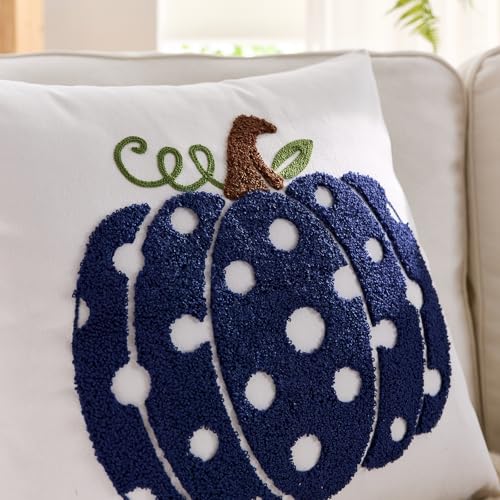 Set of 2 Blue Pumpkin Fall Pillow Covers 16x16 for Autumn Decor