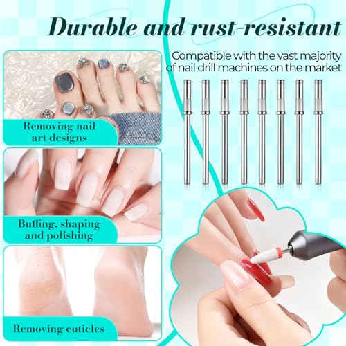 6 Pcs Mandrel Nail Drill Bits 3/32 Shank for Sanding Bands Manicure