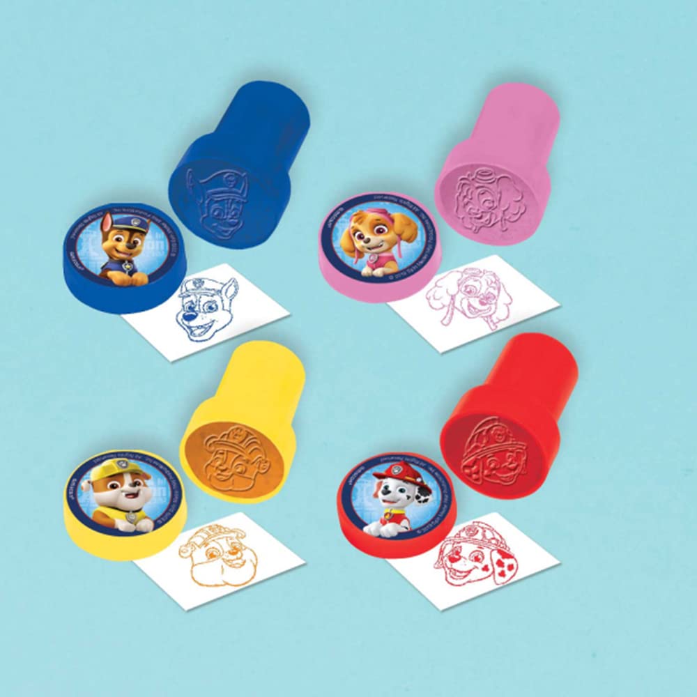 Paw Patrol Adventures Stamper Set - 4-Pack (1" x 1.5") - Blue, Purple, Yellow & Red Stamps - Perfect For Kids' Craft & Party Favors