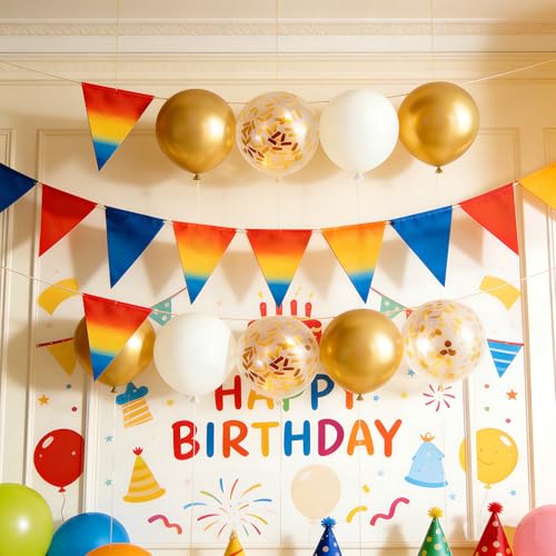 Gold and White Confetti Balloons - 50 Pack 12 Inch Set