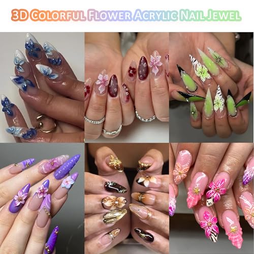 100 Pcs 3D Hawaii Flower Nail Charms Hibiscus Resin Floral Manicure Gems