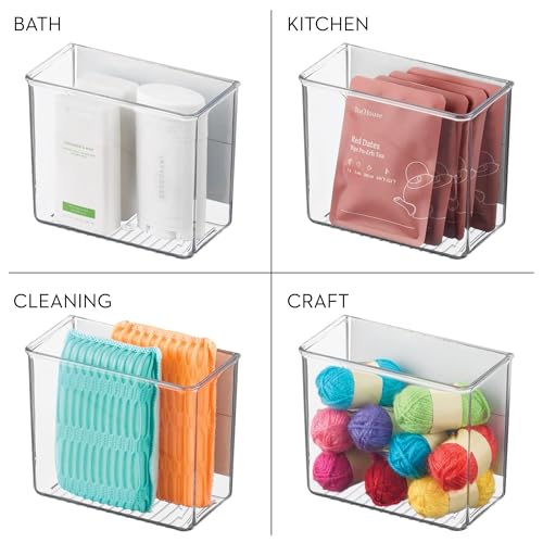 iDesign Magnetic Organizer Bins, Small Clear Storage for Laundry, 4-Pack