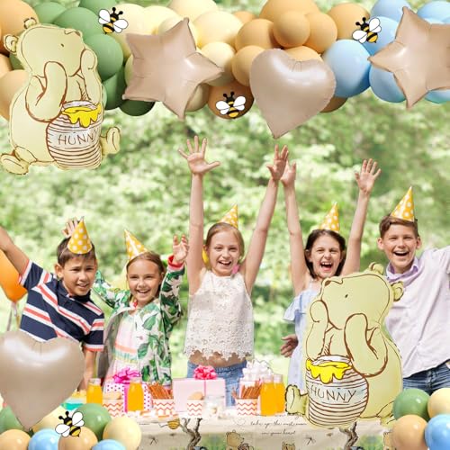 Vintage Winnie Bear Balloon Kit - 38-Piece Set for Baby Shower & Birthday