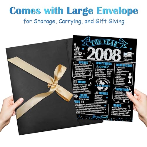 Large 18th Birthday Card - Vintage 2008 Signature Book with Envelope