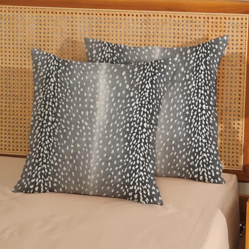 Antelope Print Pillow Covers 18x18 (Pack of 2) - Black Gray Boho Decor