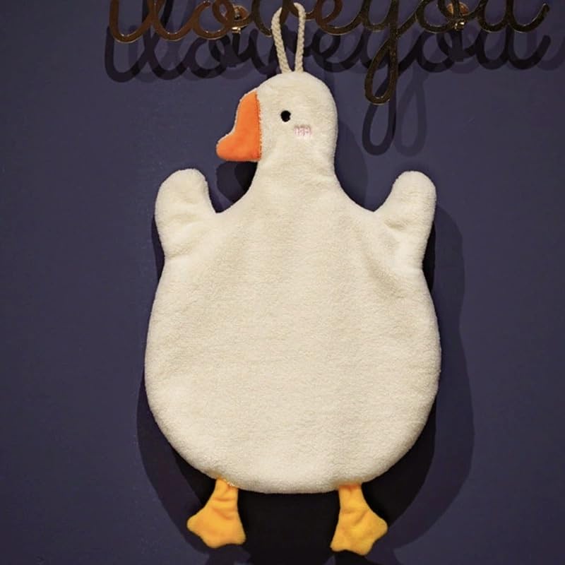 Cute Goose Hand Towels Set of 2 - Ultra-Soft Microfiber Coral Fleece