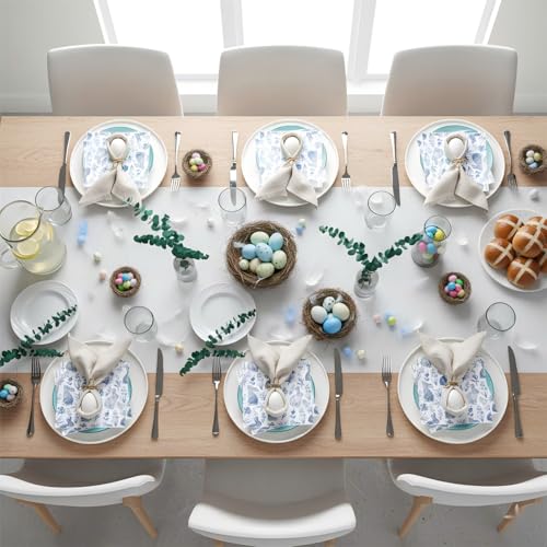 40 Pcs Chinoiserie Blue & White Easter Bunny Paper Napkins