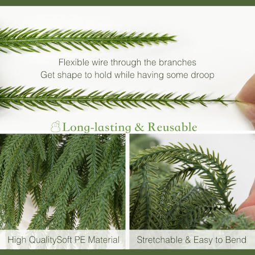 5FT Real Touch Norfolk Pine Garland Christmas Decor - Rustic Holiday