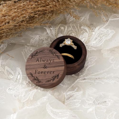 Always&Forever Wooden Ring Box for Wedding Ceremony and Engagement Proposal