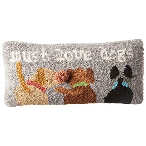 Mud Pie Must Love Dogs Hook Pillow, Gray