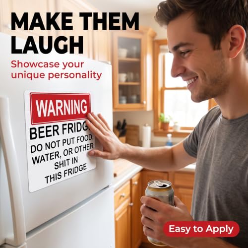 Funny Beer Fridge Magnet Warning Sign - Kitchen Decor & Beer Accessories