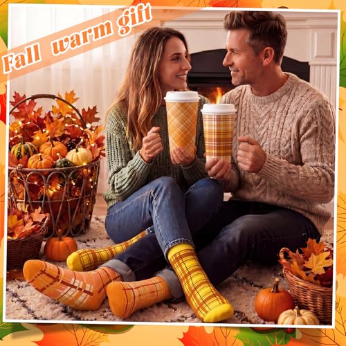 Fall Gift Set with Socks and Coffee Cups - 12 Pairs & 12 Reusable Mugs - Fall Variation